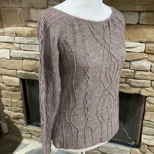 Free People Alpaca Blend Mink Scoop Neck Knit Sweater Pullover Size L